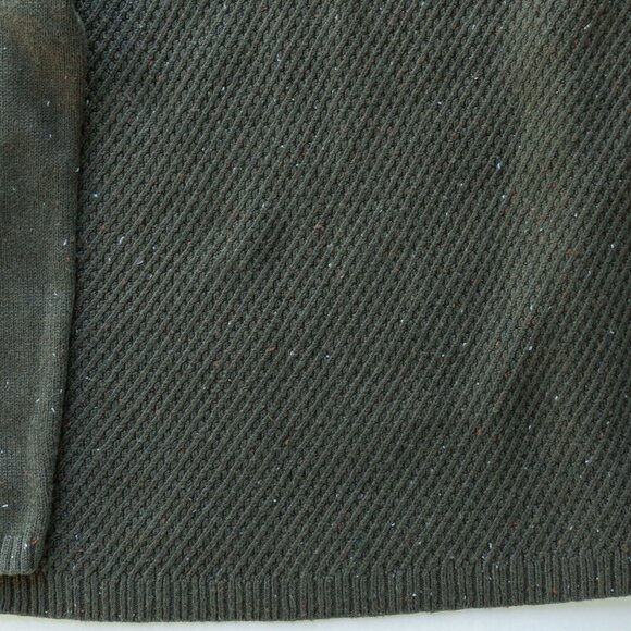 Talbots Mock Neck Sweater Olive Green Cable Knit Retro Mod'60s Neutral Pullover - Picture 5 of 13